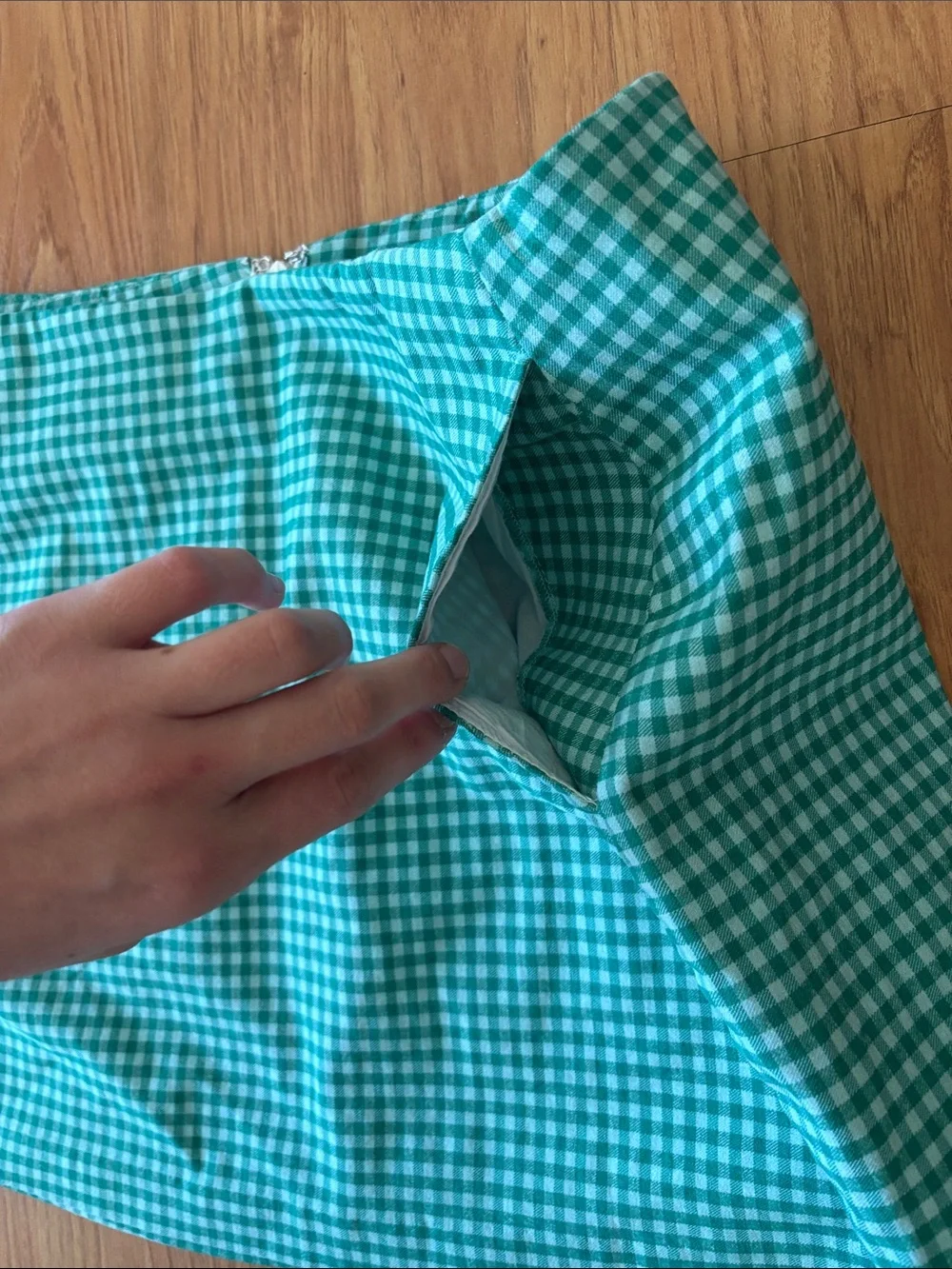 Urban Outfitters Teal Light Blue Gingham Mini Skirt